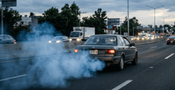 Humo azul del escape